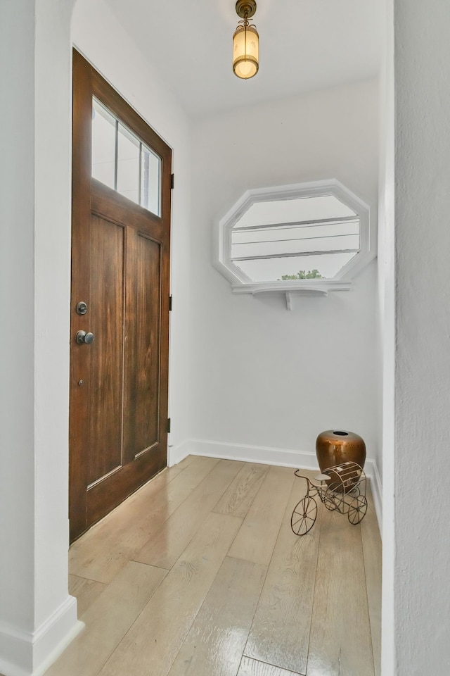 entryway with light wood-type flooring