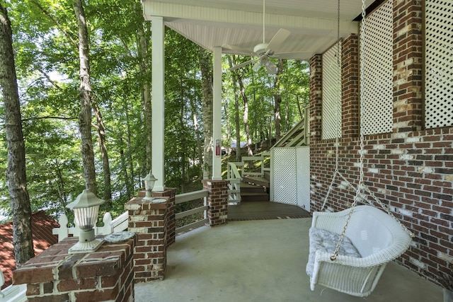 view of patio with ceiling fan