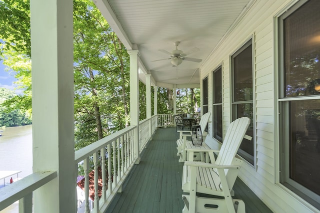 deck featuring ceiling fan