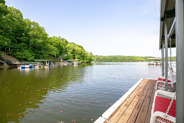 dock area featuring a water view