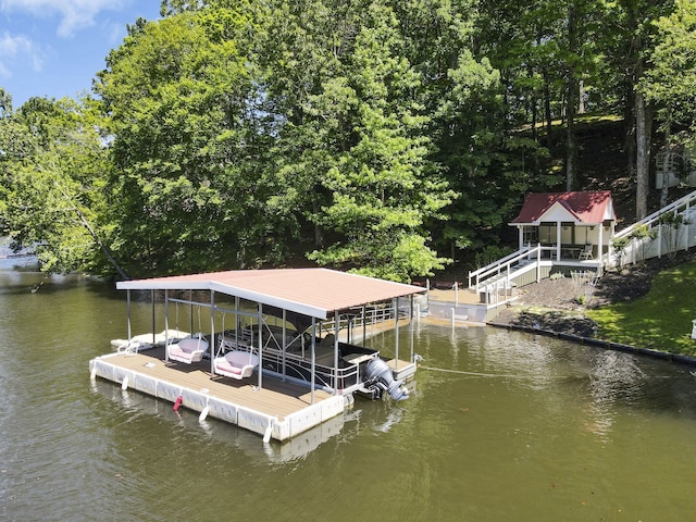 view of dock featuring a water view