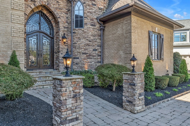 property entrance with french doors