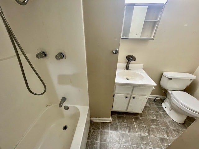 full bathroom featuring vanity, toilet, and bathtub / shower combination