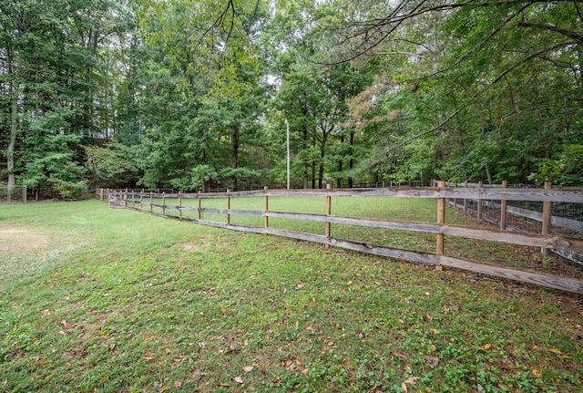 view of yard with a rural view