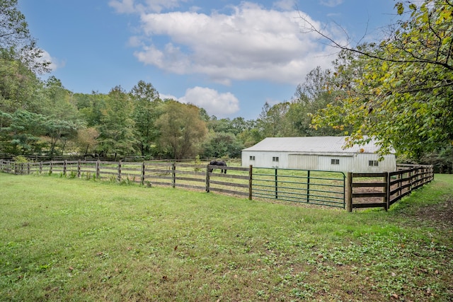 view of yard with a rural view