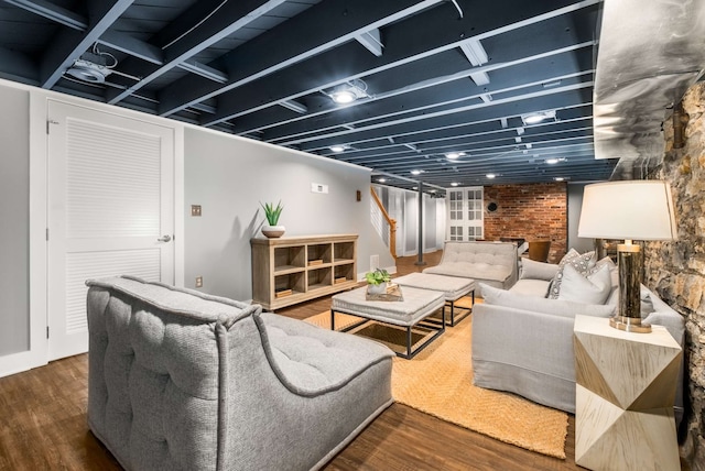 living room with hardwood / wood-style floors