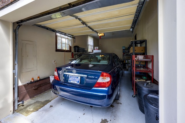 garage with a garage door opener