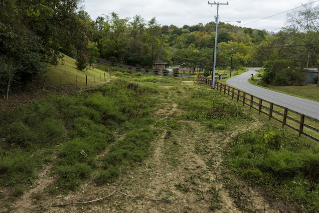 view of yard with a rural view