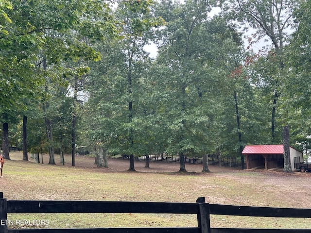 view of yard with a rural view