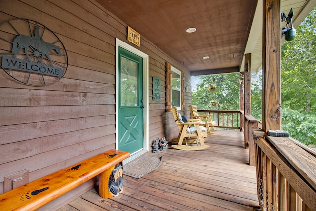 deck featuring covered porch