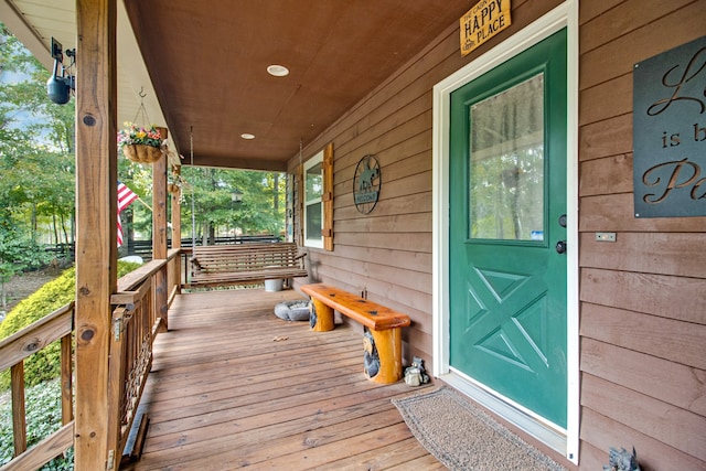 wooden terrace with covered porch