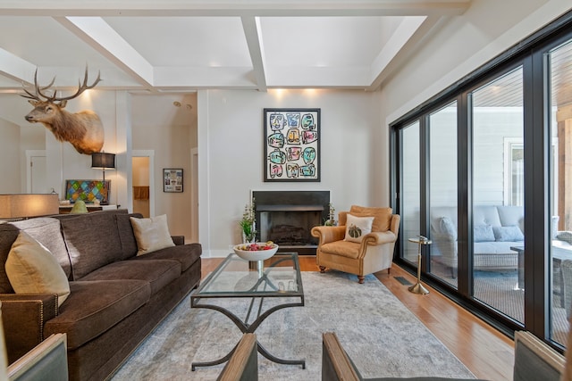 living room with wood-type flooring