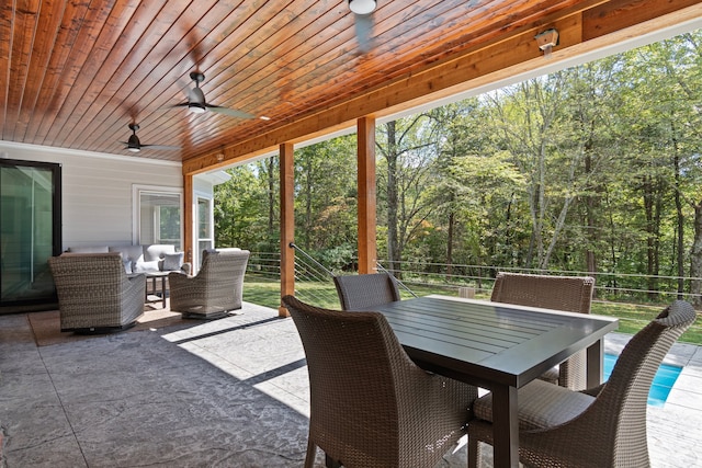 view of patio / terrace with ceiling fan