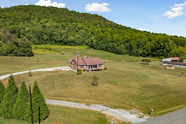 bird's eye view with a rural view