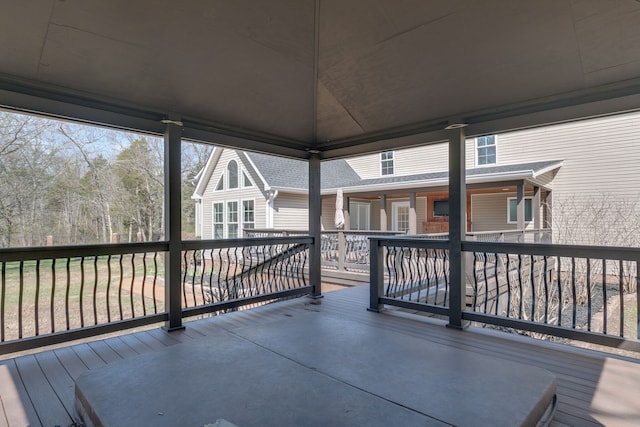 exterior space featuring a wooden deck