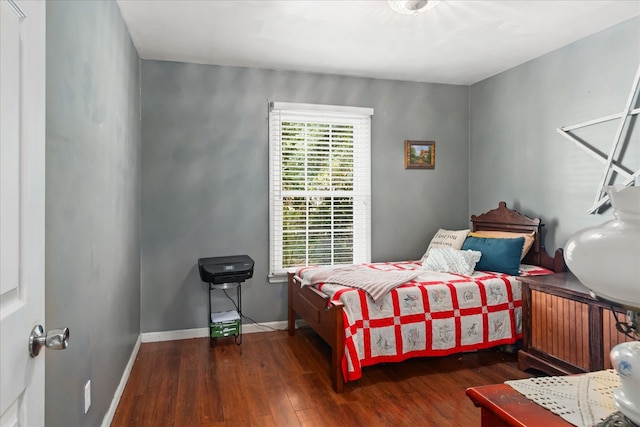 bedroom featuring dark hardwood / wood-style floors