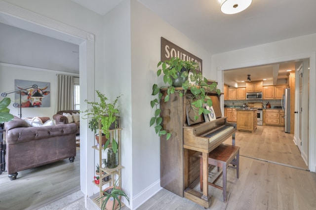 interior space with light hardwood / wood-style flooring