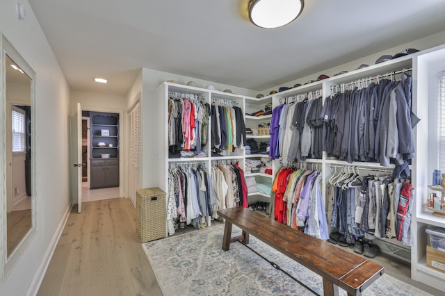 spacious closet with light wood-type flooring