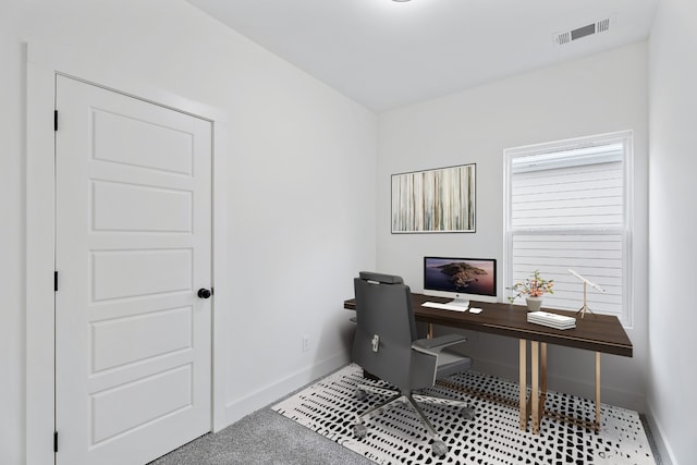 home office featuring carpet flooring