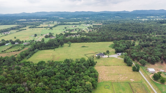 bird's eye view with a mountain view and a rural view