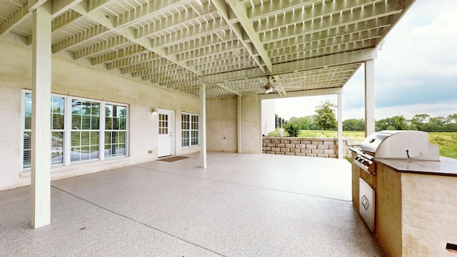 view of patio / terrace featuring area for grilling and an outdoor kitchen