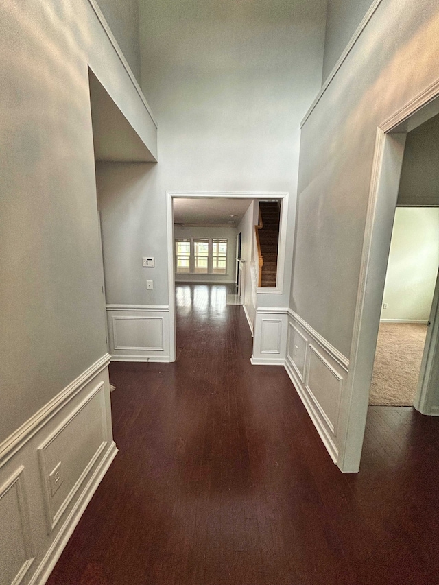 hall featuring dark hardwood / wood-style floors