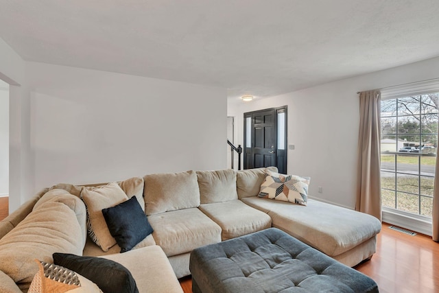 living room with wood-type flooring