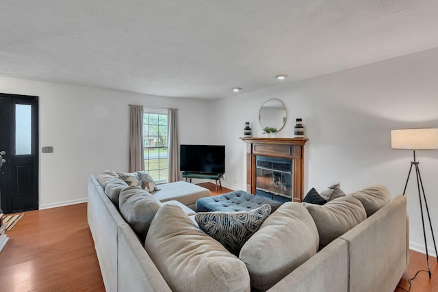 living room featuring light wood-type flooring