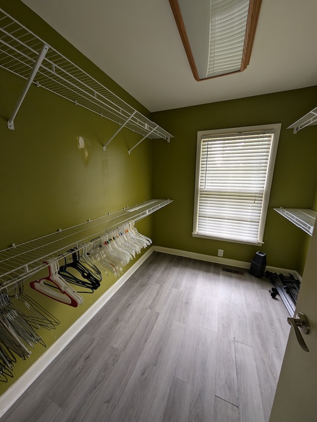 spacious closet with light wood-type flooring