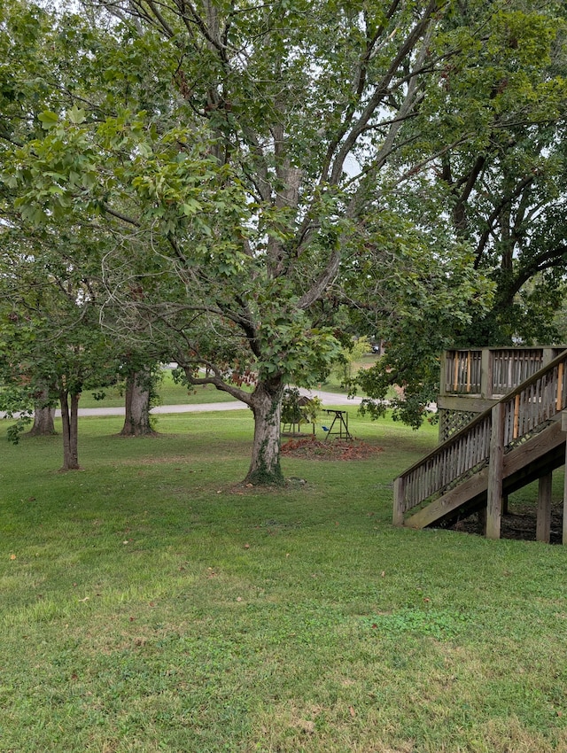 view of yard featuring a deck