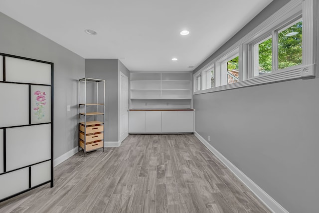 spacious closet with light hardwood / wood-style flooring