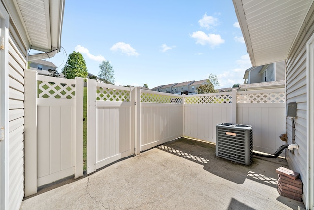 view of patio featuring central AC unit