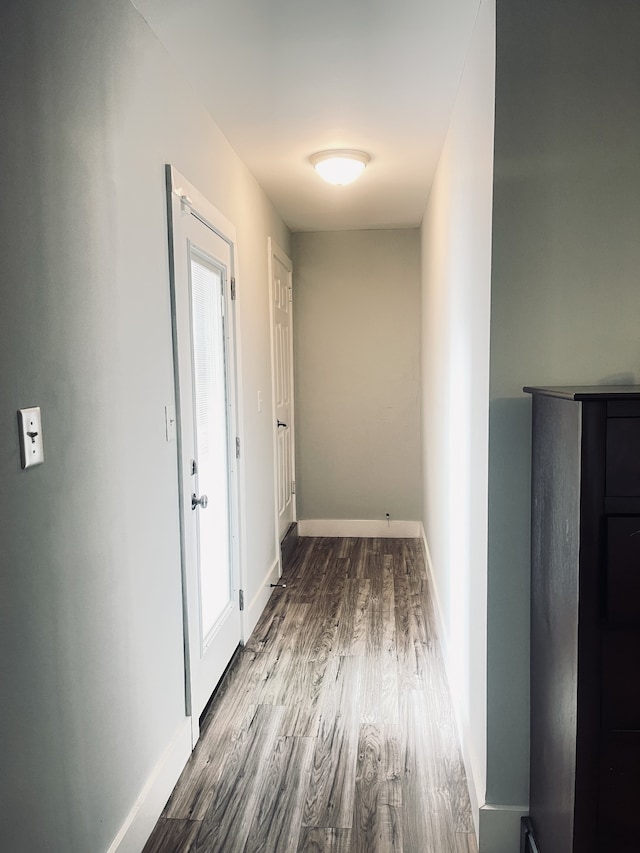 corridor featuring wood-type flooring and a healthy amount of sunlight