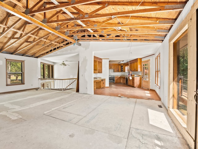 interior space featuring vaulted ceiling