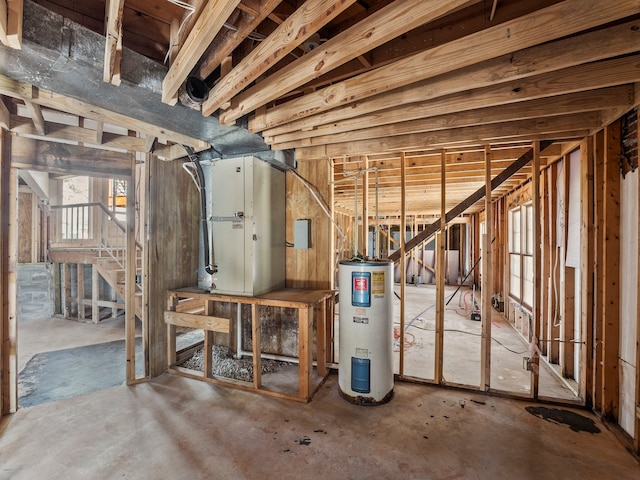 basement with water heater