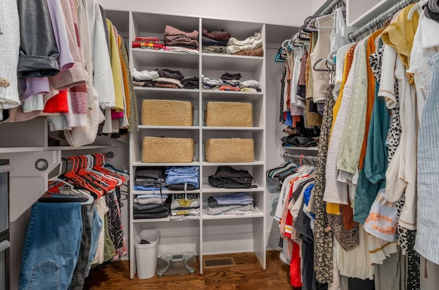 spacious closet featuring hardwood / wood-style flooring