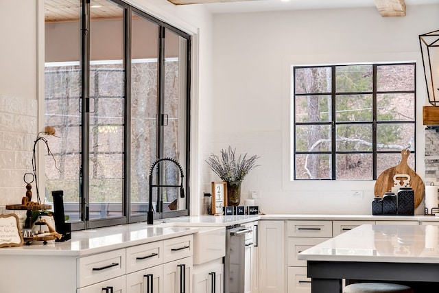 kitchen featuring white cabinetry, tasteful backsplash, and sink