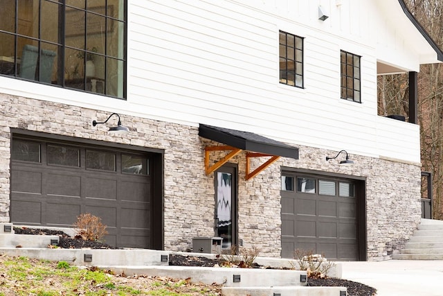 exterior space featuring a garage