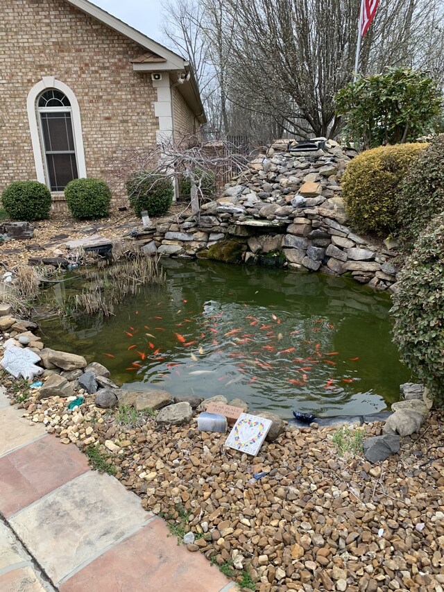 details with a garden pond