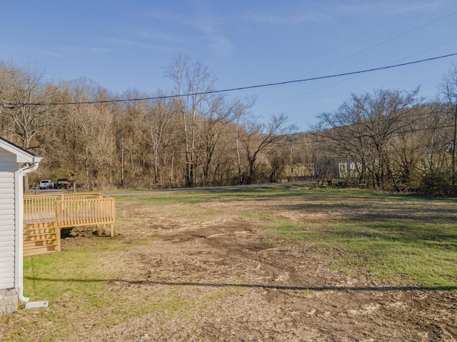 view of yard featuring a wooden deck