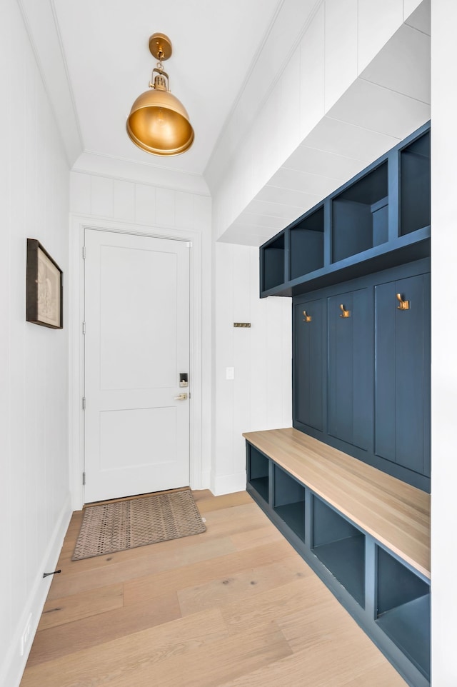 mudroom featuring light hardwood / wood-style flooring