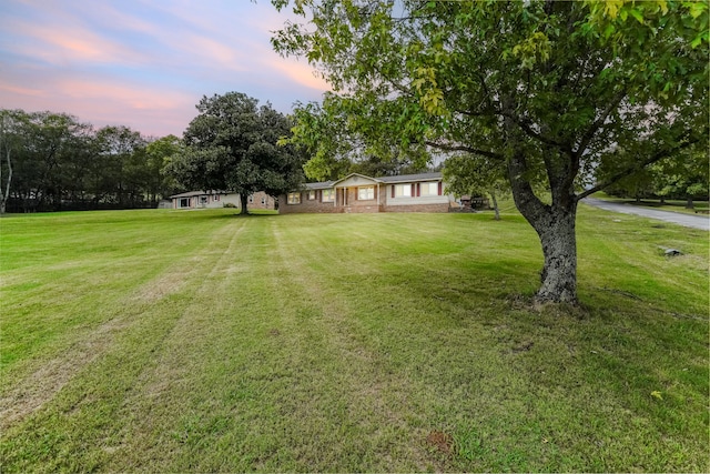 view of yard at dusk