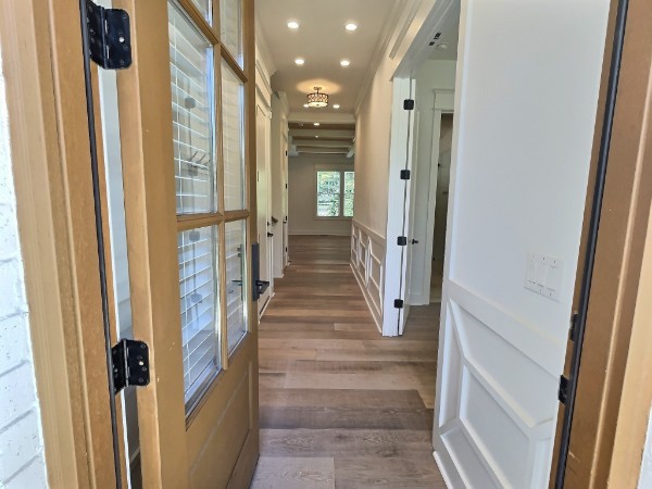 hall featuring dark hardwood / wood-style floors