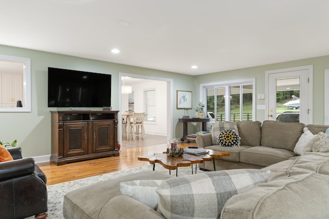 living room featuring light hardwood / wood-style flooring