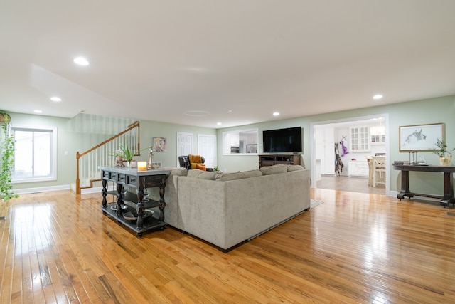 living room featuring light hardwood / wood-style floors