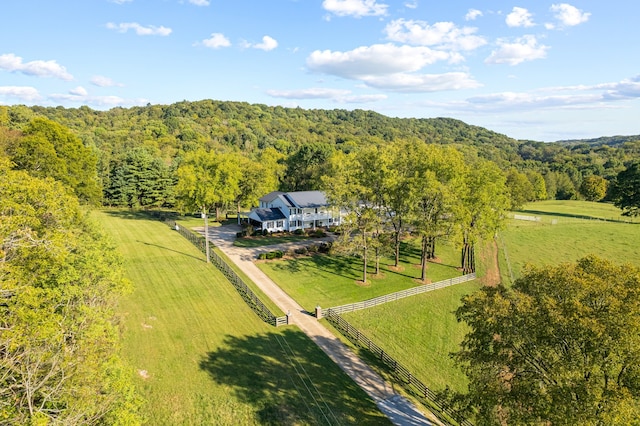 drone / aerial view with a rural view