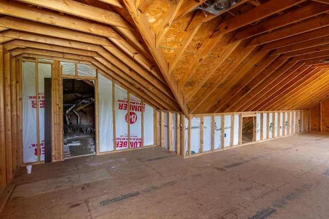 view of unfinished attic