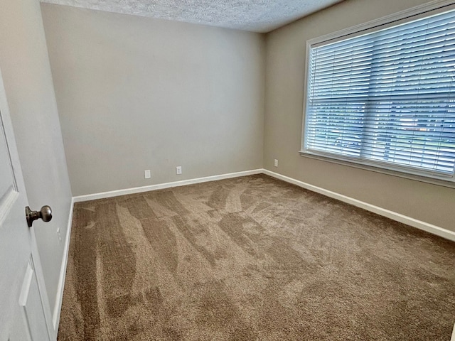 carpeted empty room with a textured ceiling