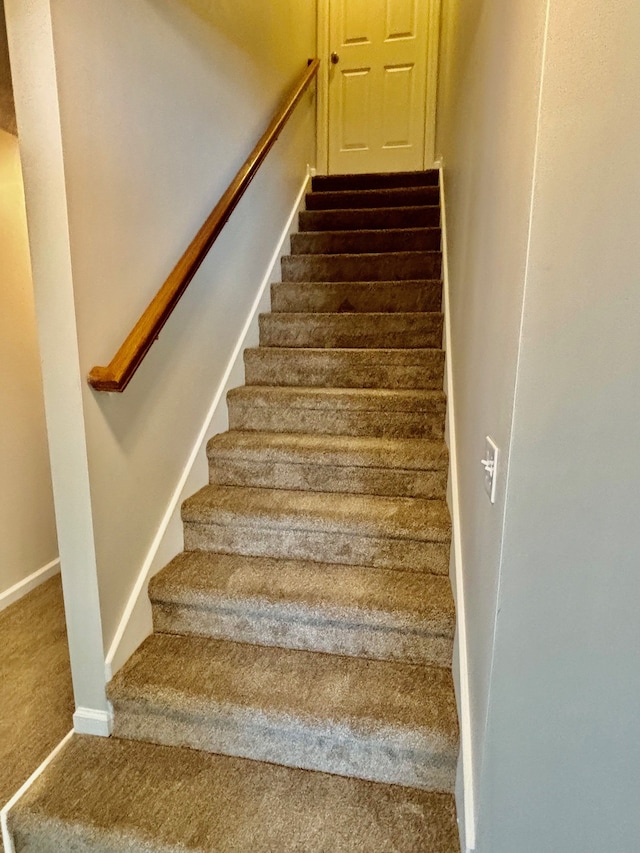 stairway with carpet flooring