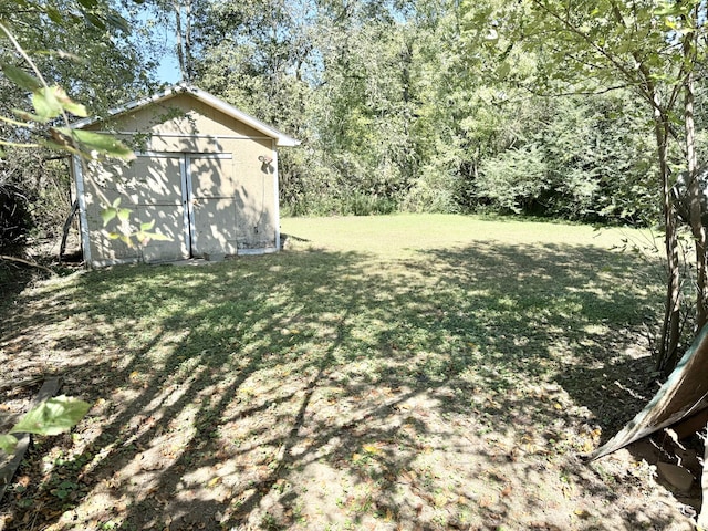 view of yard with a shed